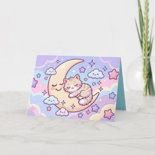 Sleepy Moon Kitten Card