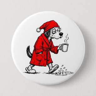 Sleepy Morning Coffee Dog 7.5 Cm Round Badge