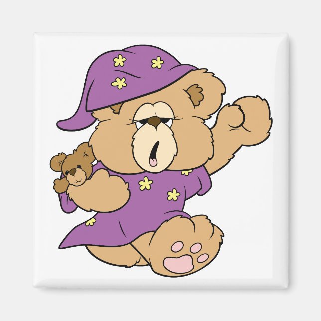 sleepy night night cute teddy bear design magnet (Front)