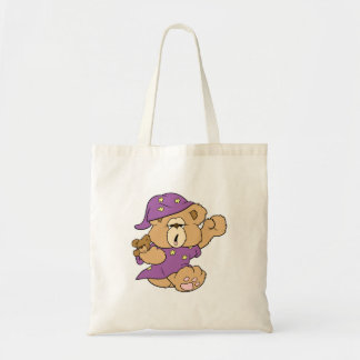 sleepy night night cute teddy bear design tote bag