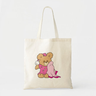 sleepy night night girl teddy bear design tote bag