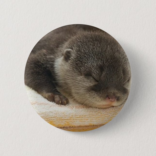 Sleepy Otter 6 Cm Round Badge (Front)