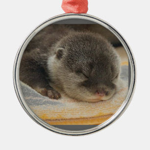 Sleepy Otter Metal Ornament