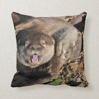 Sleepy otters photo cushion