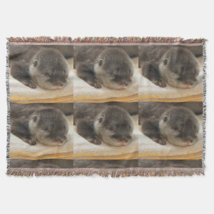 Sleepy Otters Throw Blanket