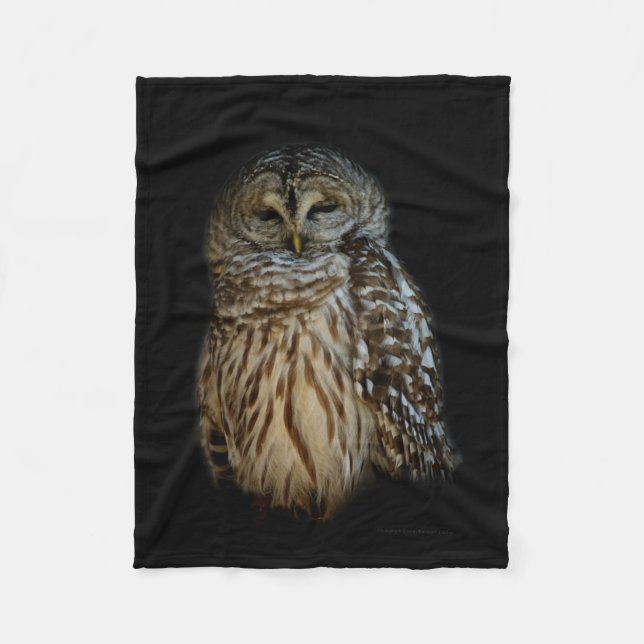 Sleepy Owl Fleece Blanket (Front)