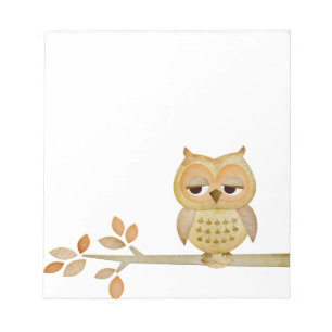 Sleepy Owl in Tree Notepad
