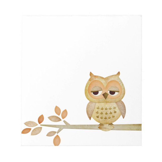 Sleepy Owl in Tree Notepad (Front)