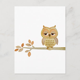 Sleepy Owl in Tree Postcard