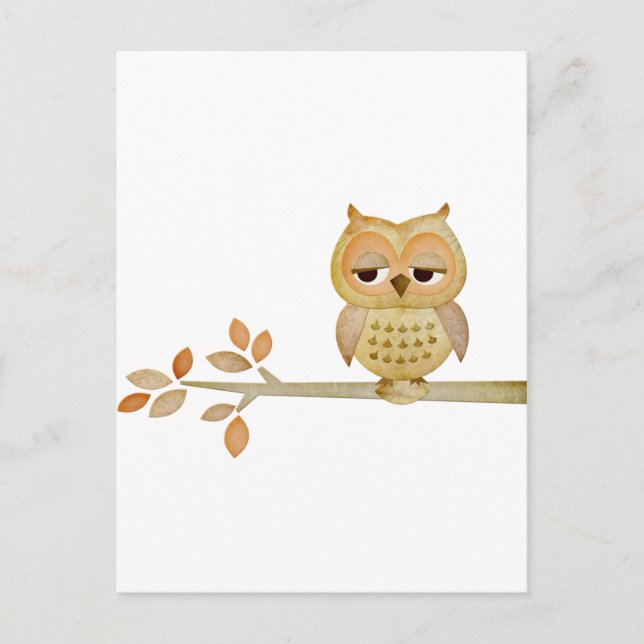 Sleepy Owl in Tree Postcard (Front)