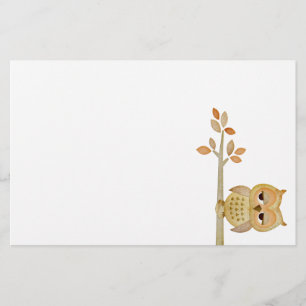 Sleepy Owl in Tree Stationery