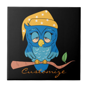 Sleepy Owl Thunder_Cove Ceramic Tile