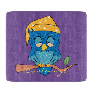 Sleepy Owl Thunder_Cove Cutting Board
