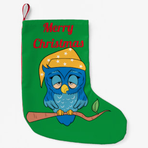 Sleepy Owl Thunder_Cove Small Christmas Stocking