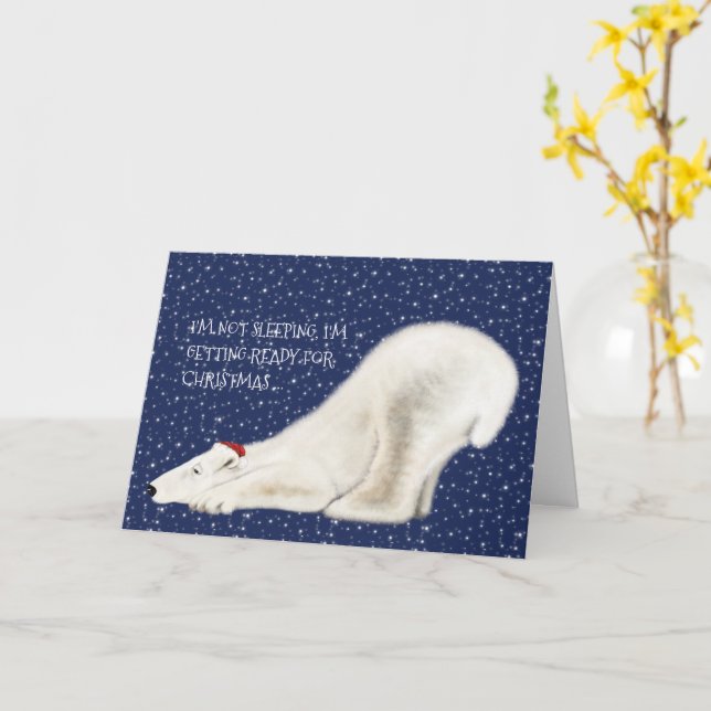 Sleepy Polar Bear Christmas Card (Yellow Flower)