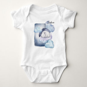 Sleepy Polar Bear in the Clouds Personalizable Baby Bodysuit
