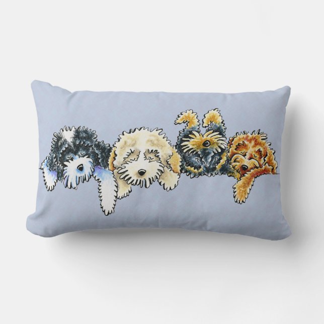 Sleepy Poodle Mix Pups Lumbar Cushion (Front)