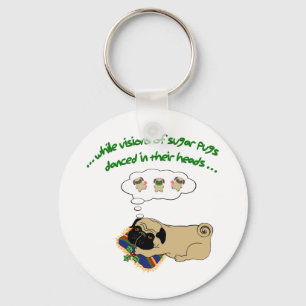Sleepy Pug Christmas Fun Holiday Quote Cute Pug Key Ring