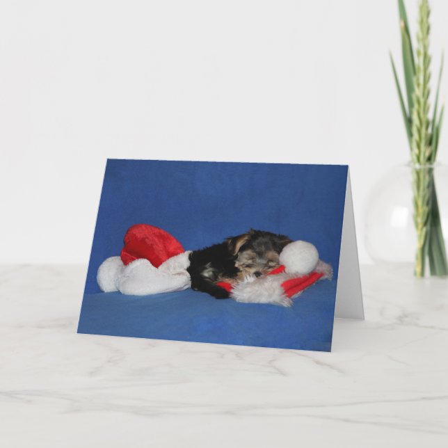 Sleepy Puppy Holiday Card PERSONALIZED (Front)