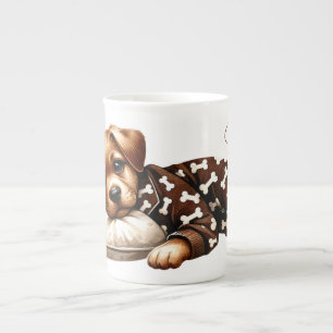 Sleepy Puppy in Pyjamas Bone China Mug