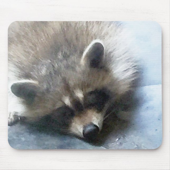 Sleepy Racoon cub mouse pad (Front)