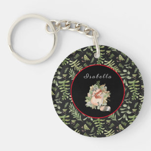 Sleepy Racoon Customise Text and Colour Key Ring