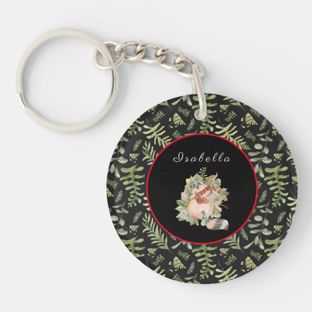 Sleepy Racoon Customise Text and Colour Key Ring (Front)