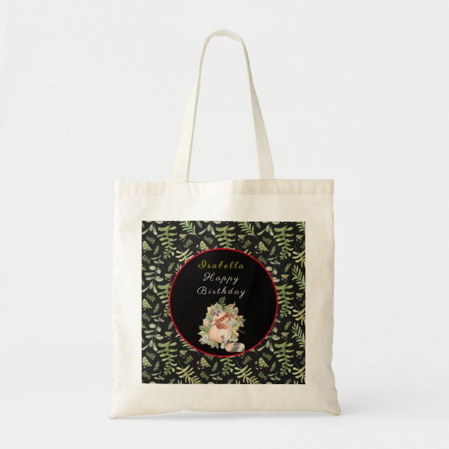 Sleepy Racoon Customise Text and Colour Tote Bag (Front)