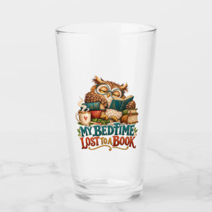 Sleepy Reading Owl – Book Lover Humour Glass