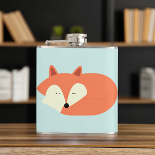 Sleepy Red Fox Hip Flask