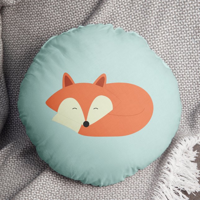 Sleepy Red Fox Round Cushion (Creator Uploaded)