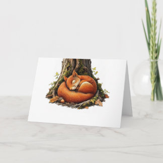 Sleepy Red Squirrel Card
