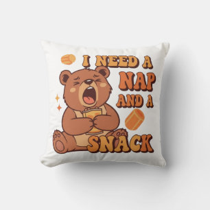 Sleepy Retro Bear Comfort Square Pillow
