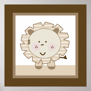 Sleepy Safari Lion Nursery Wall Art Poster