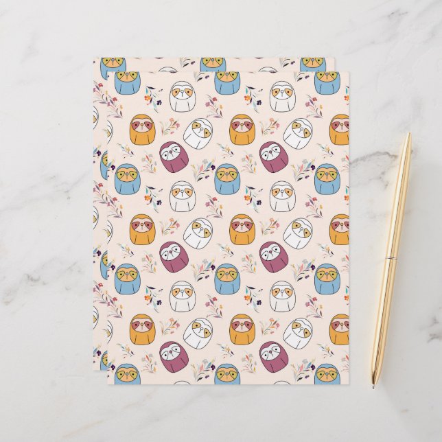 Sleepy Sloth Custom Letterhead (Front/Back In Situ)