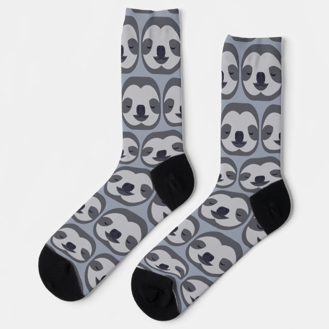Sleepy Sloth Faces Pattern Socks (Left)