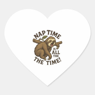 Sleepy Sloth Funny Heart Sticker