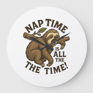 Sleepy Sloth Funny Large Clock