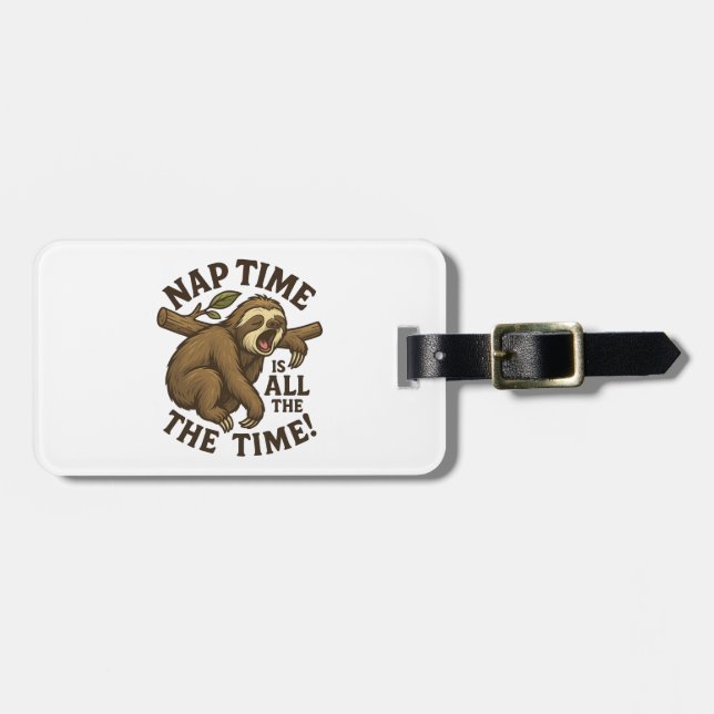 Sleepy Sloth Funny Luggage Tag (Front Horizontal)