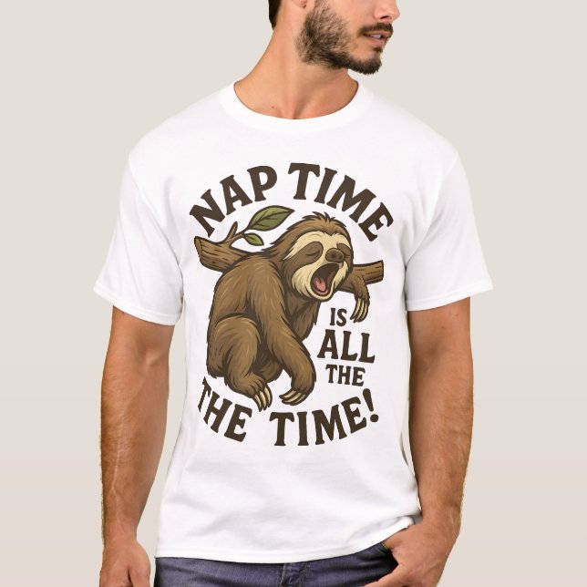 Sleepy Sloth Funny T-Shirt (Front)