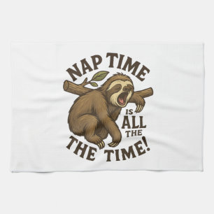 Sleepy Sloth Funny Tea Towel