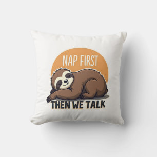 Sleepy Sloth Quote Vintage Cute Lazy Animal Shirt  Cushion