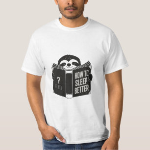 Sleepy Sloth Reading a Self-Help Book T-Shirt