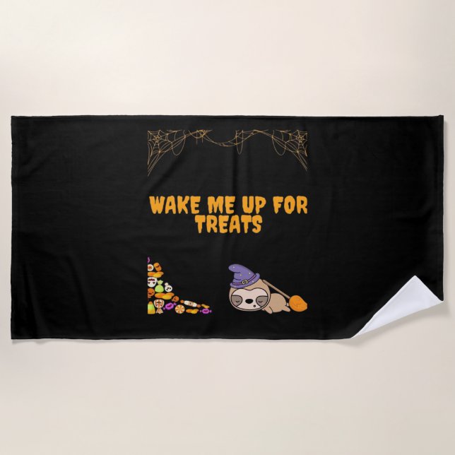 Sleepy sloth ready for Halloween treats! Classic T Beach Towel (Front)