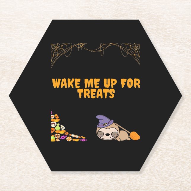 Sleepy sloth ready for Halloween treats! Classic T Paper Coaster (Front)