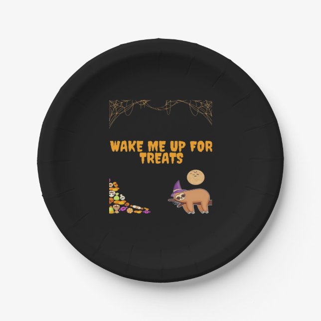 Sleepy sloth ready for Halloween treats! Classic T Paper Plate (Front)