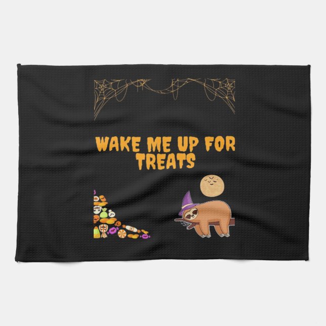 Sleepy sloth ready for Halloween treats! Classic T Tea Towel (Horizontal)