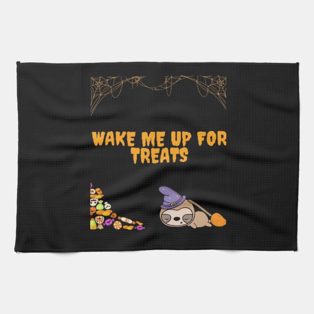 Sleepy sloth ready for Halloween treats! Classic T Tea Towel (Horizontal)