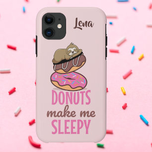 Sleepy Sloth Resting on Doughnuts iPhone 11 Case