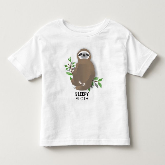 Sleepy Sloth Sitting with Crossed Legs Napping Toddler T-Shirt (Front)